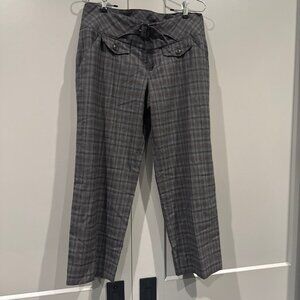 Cartonnier Women Flat Front Straight Leg Adjustable Belt Stretch Capri Pants 12